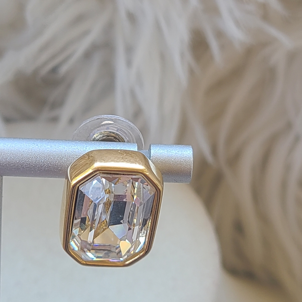 Swarovski Rhodium Plated Gold Toned Earrings- Great Condition - Picture 3 of 8